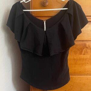 Free People Black Ruffle Top